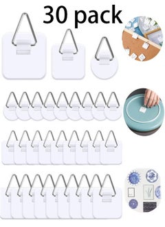 Ailily Wall Plate Hanger Display Holder, 30 Pack Invisible Vertical Plate Holders Adhesive Picture Hanging Hooks Without Nails Plastic Sticky for Home Wall Art Photo Frame, 3 Size  - Image 1