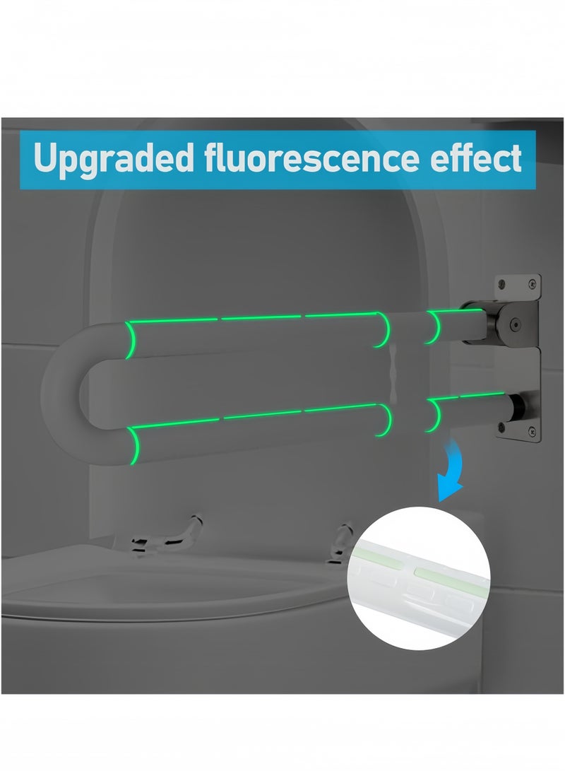 Angola Panda Drop Down Toilet Bar 60cm Flip Up Grab Bar Anti Slip Stainless Steel Folding Grab Bars for Wall, Foldable Bathroom Handicap Rail Fluorescence Handrail, White Handicap Grab Bars Rails 23.6 Inch Toilet Handrails Bathroom Safety Bar Hand Support Rail Handicapped Handrail Accessories for Seniors Elderly Disabled Mounted Bath Grips  - Image 4