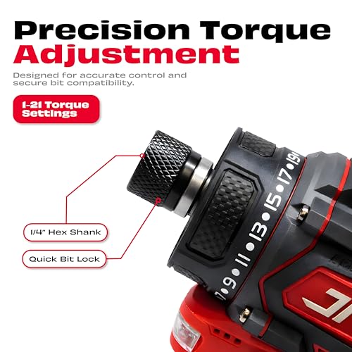 JPT 18V Pro Series Brushless Compact Impact Driver - 118 ft-lbs Torque with Quick change 1/4" Hex Shaft, 3-Speed Variable, For Electricians, Carpenters & Fabricators - Image 5