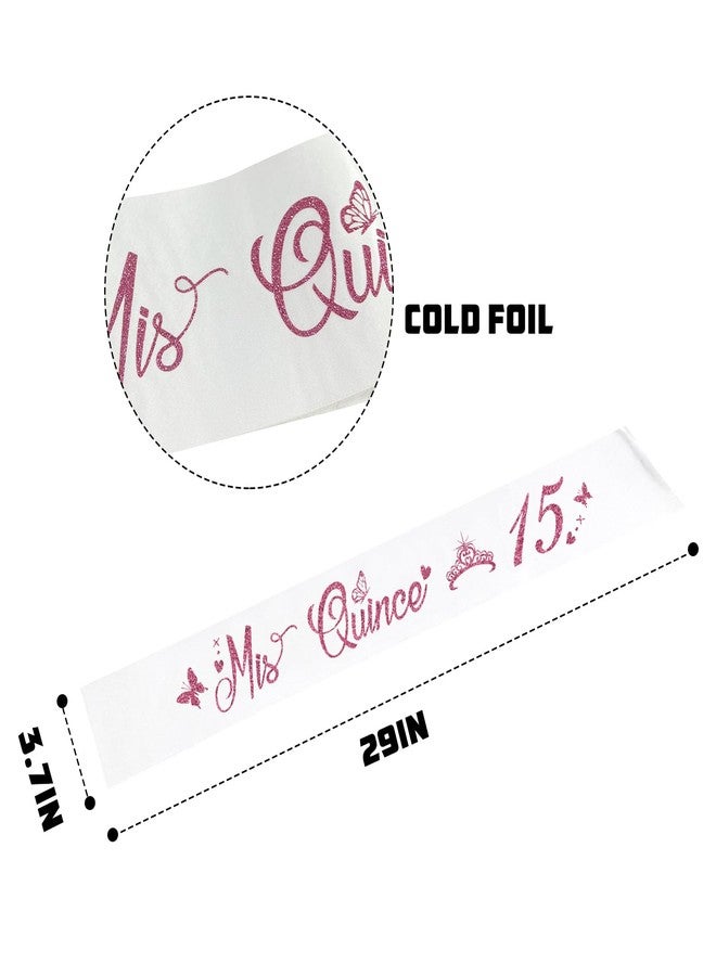 PYQWA Mis Quince 15 Quinceanera Sash,Happy 15th Birthday Party Decorations,Spanish My 15th Birthday Bday Gifts, Feliz Cumpleanos Sash - Image 3