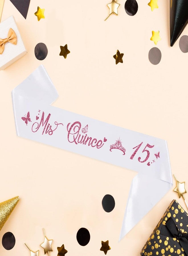 PYQWA Mis Quince 15 Quinceanera Sash,Happy 15th Birthday Party Decorations,Spanish My 15th Birthday Bday Gifts, Feliz Cumpleanos Sash - Image 5