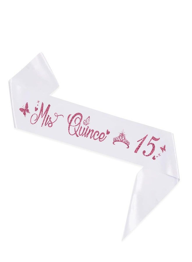 PYQWA Mis Quince 15 Quinceanera Sash,Happy 15th Birthday Party Decorations,Spanish My 15th Birthday Bday Gifts, Feliz Cumpleanos Sash - Image 1