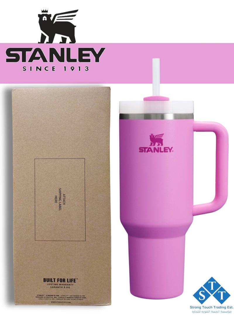 Stanley Official Stanley Quencher H2.0 Tumbler with Handle and Straw 40 oz | Flowstate 3-Position Lid | Cup Holder Compatible for Travel | Insulated Stainless Steel Cup | BPA-Free | for Water, Iced Tea or Coffee, Smoothie and More ( Peony Pink  1.18L)  - Image 1