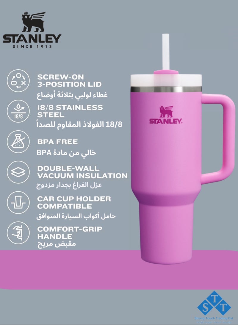 Stanley Official Stanley Quencher H2.0 Tumbler with Handle and Straw 40 oz | Flowstate 3-Position Lid | Cup Holder Compatible for Travel | Insulated Stainless Steel Cup | BPA-Free | for Water, Iced Tea or Coffee, Smoothie and More ( Peony Pink  1.18L)  - Image 2