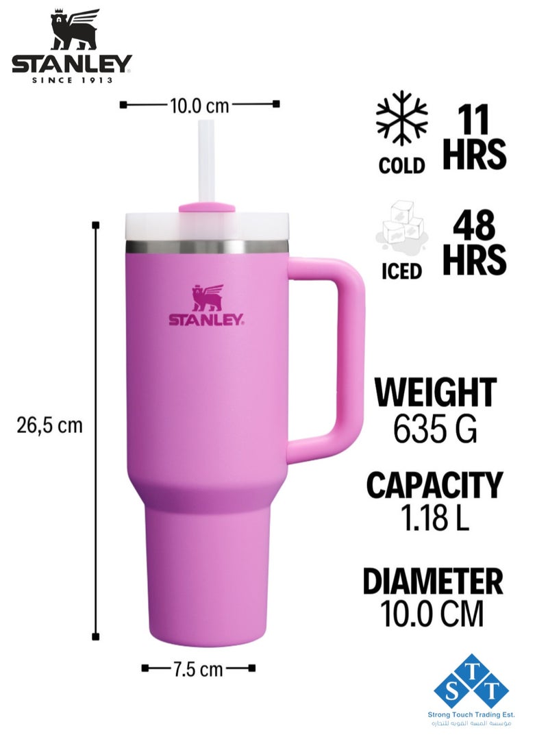 Stanley Official Stanley Quencher H2.0 Tumbler with Handle and Straw 40 oz | Flowstate 3-Position Lid | Cup Holder Compatible for Travel | Insulated Stainless Steel Cup | BPA-Free | for Water, Iced Tea or Coffee, Smoothie and More ( Peony Pink  1.18L)  - Image 3