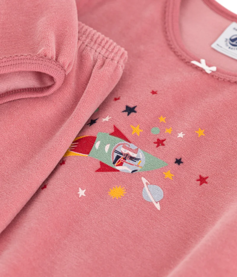 Petit Bateau Children's plain velvet pyjamas