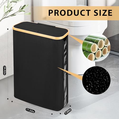 Odonata Large Toilet Paper Storage Basket with Lid, Slim Toilet Paper Organizer, Hold up to 20 Regular Rolls or 15 Mega Rolls. (Black, 49L) - Image 3