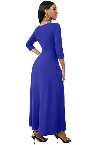 FANDEE Navy Blue Long Dresses for Women Casual Summer Maxi Dress with Pockets for Daily Wear and Easter Wedding Guest, Medium - Image 5