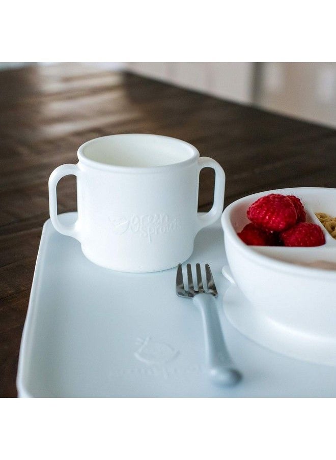 green sprouts - Learning Cup ; Silicone Helps Avoid Harmful Chemicals ; Helps Toddler Develop Independent Drinking Skills 2 Easy Grip Handles Heat Resistant Dishwasher Safe White - Image 1
