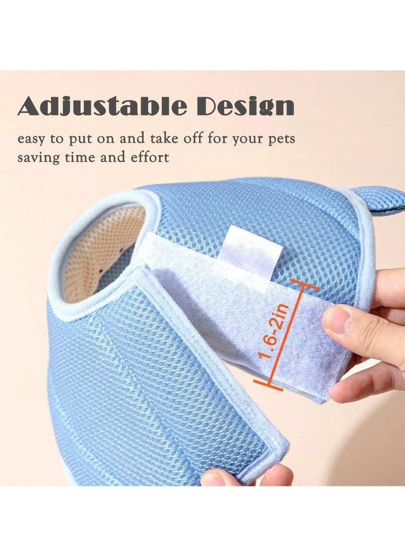 Cat Cone Collar, Soft Lightweight Cat Recovery Collar, Protective Adjustable Collar for After Surgery Cats Kittens, Breathable Fasteners Shark Design for Pets Cats Puppies, Blue (M)