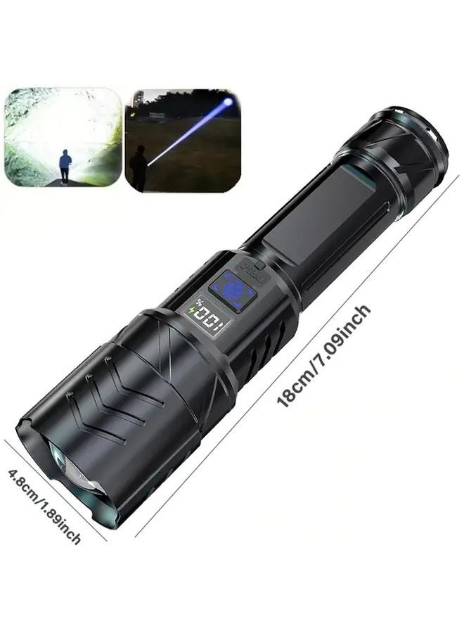 Black USB C Rechargeable Tactical LED Flashlight with Zoom 3 Modes for Camping Hiking - Image 3