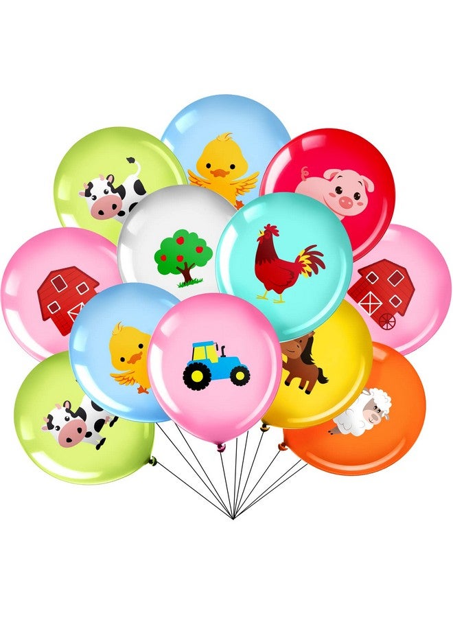 Zomiboo 36 Pieces 12 Inch Farm Animal Balloons, Pig Cow Sheep Latex Balloons Tractor Barnyard Animal Farmhouse Party Decoration For Kids Baby Shower Farm Animal Themed Birthday Party Favors Indoor Outdoor - Image 1