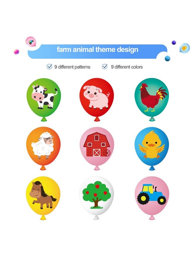 Zomiboo 36 Pieces 12 Inch Farm Animal Balloons, Pig Cow Sheep Latex Balloons Tractor Barnyard Animal Farmhouse Party Decoration For Kids Baby Shower Farm Animal Themed Birthday Party Favors Indoor Outdoor - Image 2