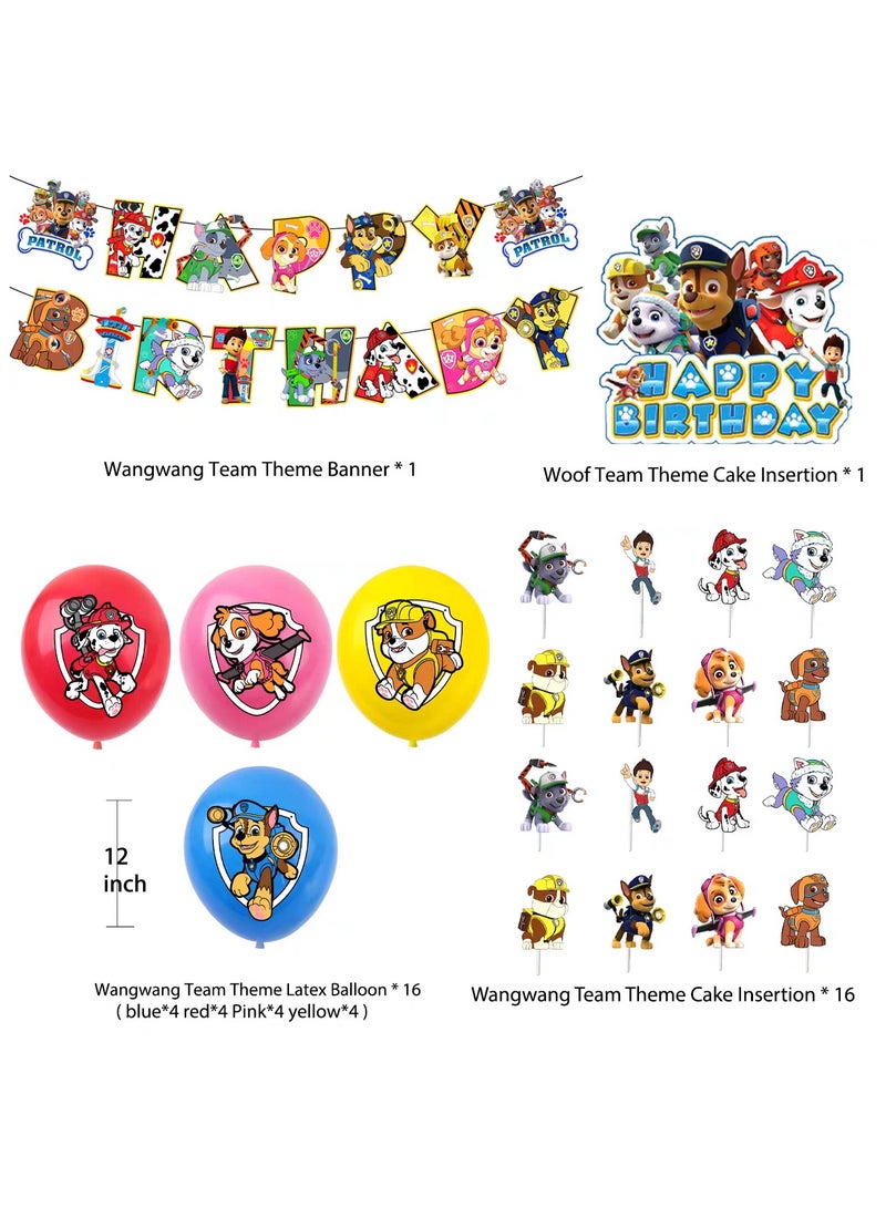 Paw Patrol Toys Paw Patrol Theme Balloon Set with Happy Birthday Banner,Cake Topper,Hanging Spins,Perfect for Graduation Baby Shower Birthday Bachelorette Party Backdrop Decoration,Suitable for Indoor and Outdoor - Image 2