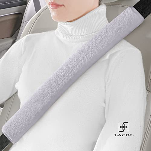 LACDL Extra Long Seatbelt Cover Super Soft Furry for Adults Kids Women & Men, Thick Plush Full Car Seat Belt Strap Cushion, Fluffy Shoulder Pad Protector, Auto Interior Accessories, 1pc, Grey, 19.5in - Image 2