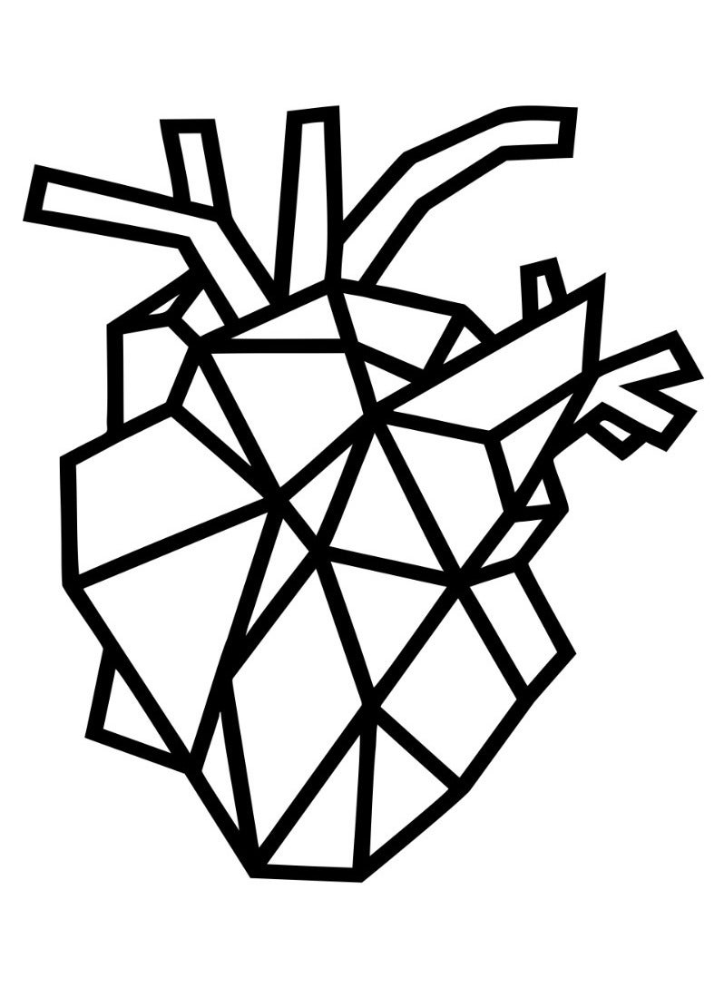 مرفا لوحة حائط خشبية ذات قاعدة لاصقة - أسود (قلب متعدد الأضلاع) - Image 1