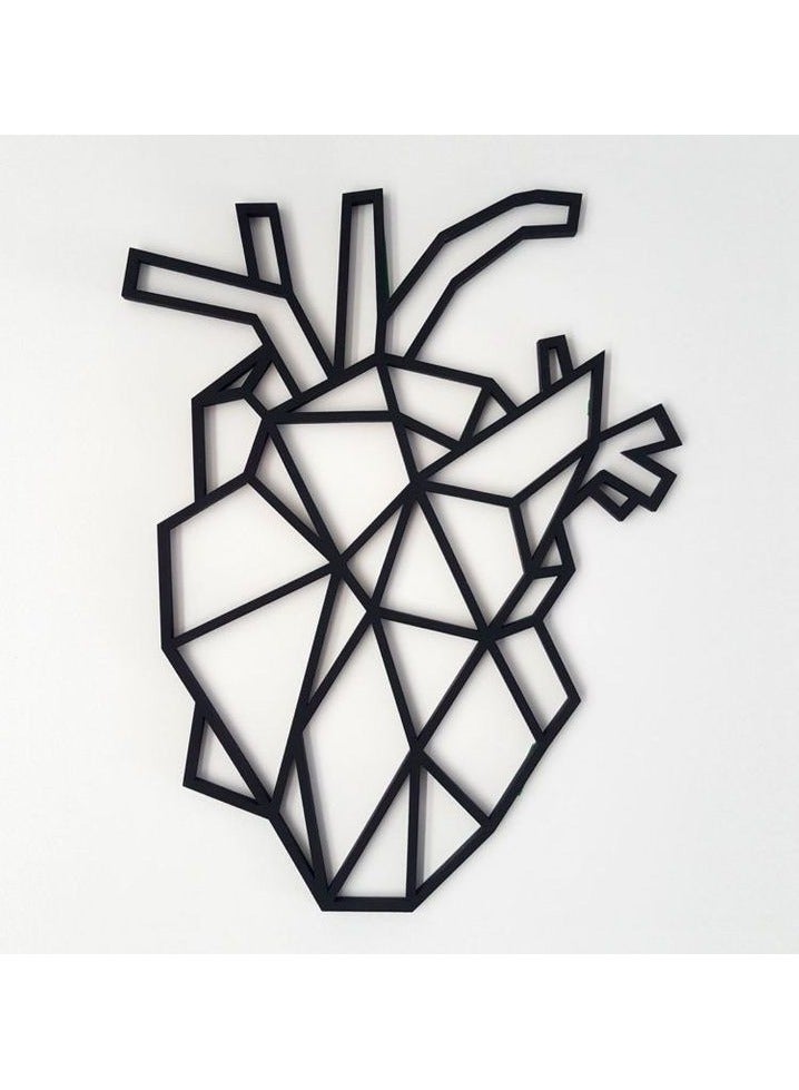 مرفا لوحة حائط خشبية ذات قاعدة لاصقة - أسود (قلب متعدد الأضلاع) - Image 2