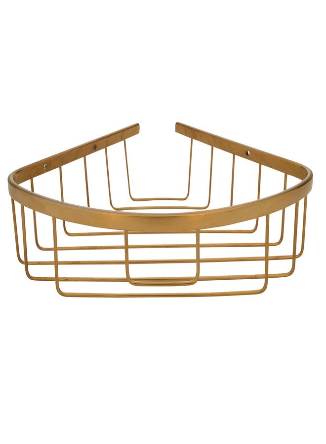 ZURY Stainless Steel Wall Mount Bathroom Corner Shelf Organizer | Multipurpose Corner Shelf Kitchen Shelf and Rack Chrome Finish Storage Organizer Accessories | Size: 7.8x10.7x2.7 inch (Golden) - Image 1