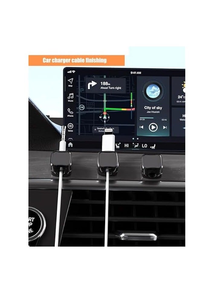 erorex Cord Organizer Holder, 6 Pcs Adhesive Cable Clips with Magnetic, Compact Under Desk Cable Management Clips, Nightstand Phone Charging Cord Holder, Wire Organizer, Office|kitchen|Car (Black) - Image 3