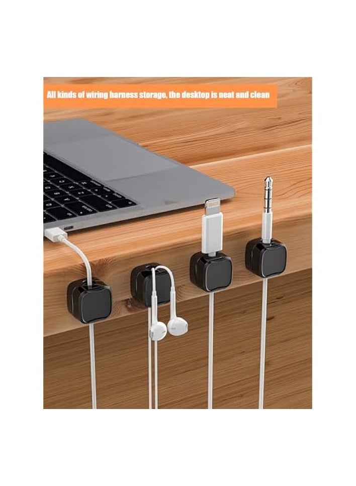 erorex Cord Organizer Holder, 6 Pcs Adhesive Cable Clips with Magnetic, Compact Under Desk Cable Management Clips, Nightstand Phone Charging Cord Holder, Wire Organizer, Office|kitchen|Car (Black) - Image 2