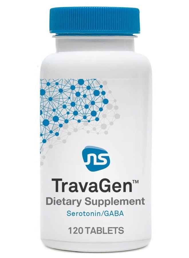 NeuroScience Calm Aid & Mood Support Supplement - TravaGen - with L Tryptophan, L Theanine & Vitamin B12 Complex - Serotonin & GABA Neurotransmitter Supplement (120 Capsules) - Image 1