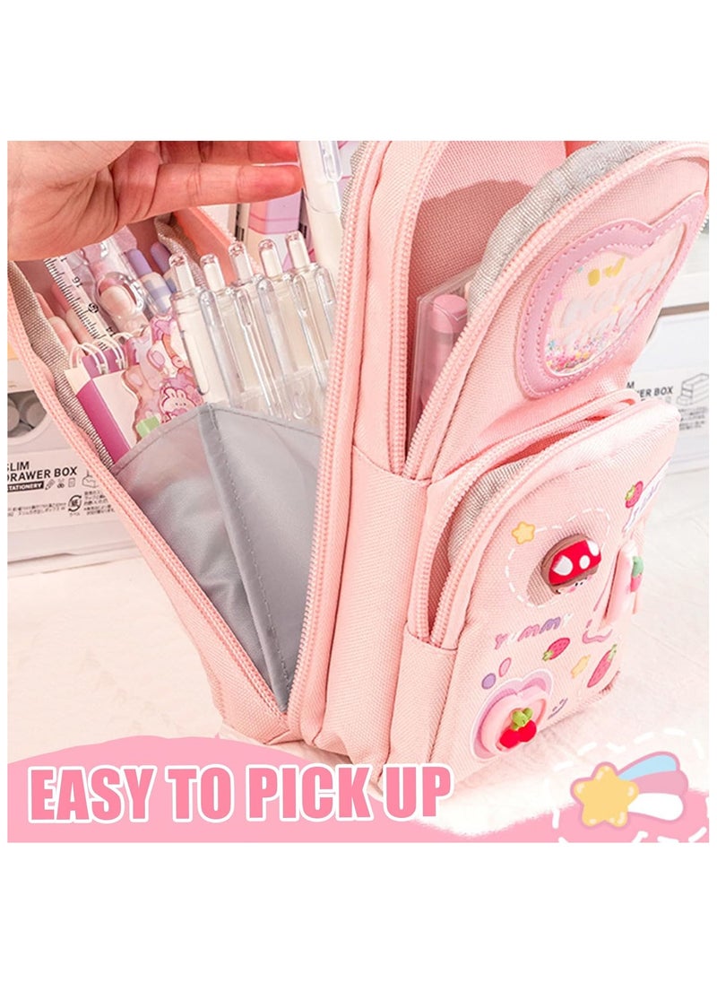 GUDOO Large Pencil Cases for Girls, Big Capacity Pencil Pouch with 3 Compartments, Pen Pouch Holder, Stationery Organizer, Portable Makeup Bag, Multifunctional Pen Bag for Kids Teenagers Students  - Image 4