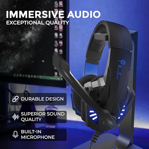 PunnkFunnk BattleKiller Gaming Headset Multi-Platform Compatible with PS4, Xbox One, PC, Nintendo Switch, Mobile, 50mm Surround Sound, Noise-Canceling Mic, LED Lights(Black) - Image 3