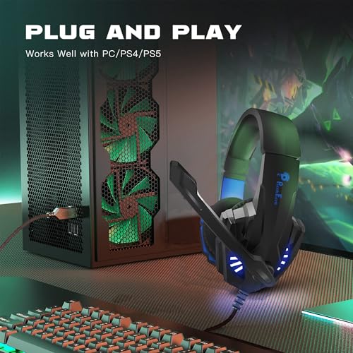 PunnkFunnk BattleKiller Gaming Headset Multi-Platform Compatible with PS4, Xbox One, PC, Nintendo Switch, Mobile, 50mm Surround Sound, Noise-Canceling Mic, LED Lights(Black) - Image 2