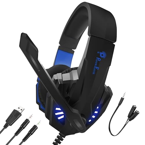 PunnkFunnk BattleKiller Gaming Headset Multi-Platform Compatible with PS4, Xbox One, PC, Nintendo Switch, Mobile, 50mm Surround Sound, Noise-Canceling Mic, LED Lights(Black) - Image 1