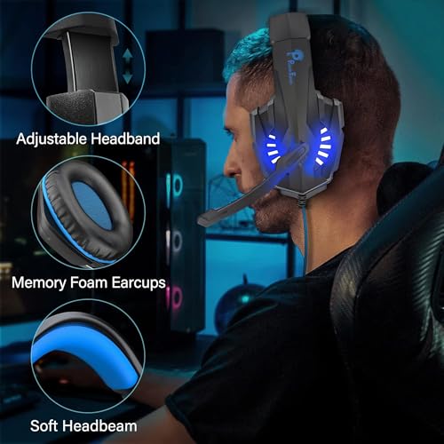 PunnkFunnk BattleKiller Gaming Headset Multi-Platform Compatible with PS4, Xbox One, PC, Nintendo Switch, Mobile, 50mm Surround Sound, Noise-Canceling Mic, LED Lights(Black) - Image 4
