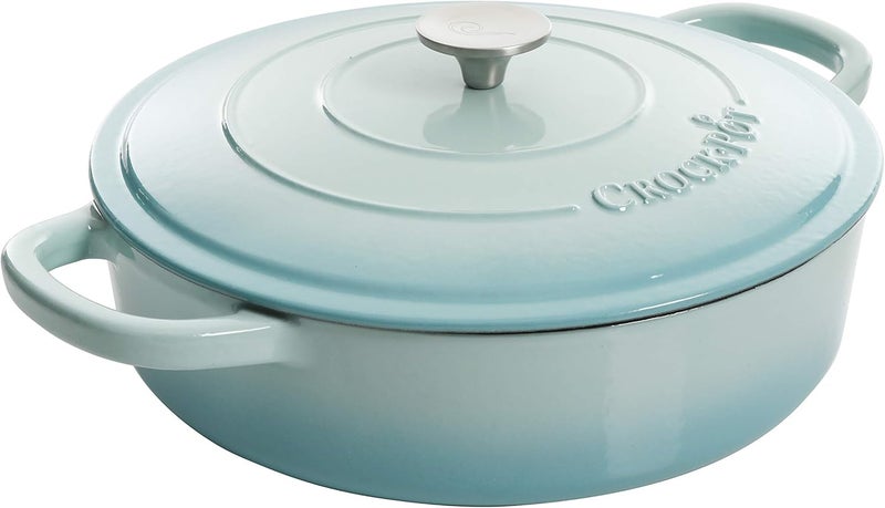 كروك بوت قدر الطهي البطيء Crock-Pot Artisan مطلي بالزجاج الملون من الحديد الصب، سعة 5 لترات، بلون الماء - Image 1