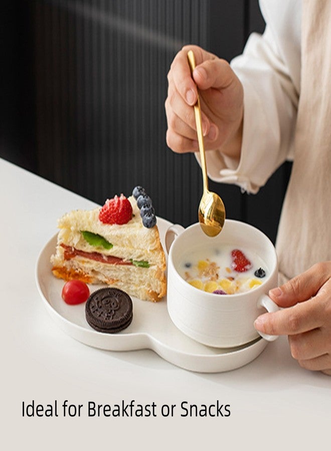 FAQQI Soup and Sandwich Plate Combo - Ceramic Soup and Cracker Combo Bowl Set with Handle | Elegant Two-Section Design for Breakfast, Snacks, and Dinner - Durable and Stylish Tableware - Image 2