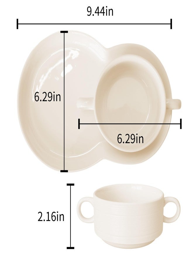 FAQQI Soup and Sandwich Plate Combo - Ceramic Soup and Cracker Combo Bowl Set with Handle | Elegant Two-Section Design for Breakfast, Snacks, and Dinner - Durable and Stylish Tableware - Image 4
