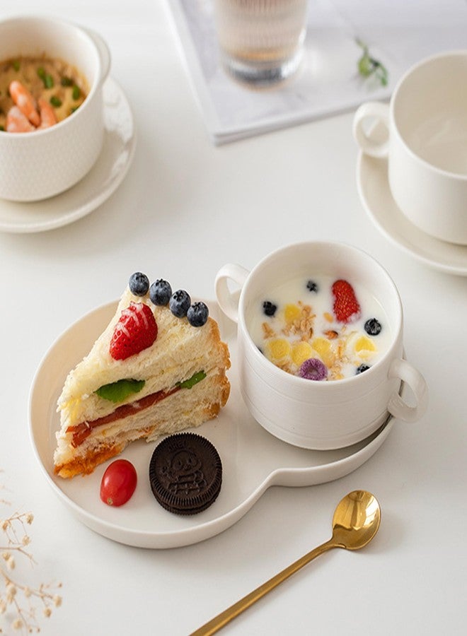 FAQQI Soup and Sandwich Plate Combo - Ceramic Soup and Cracker Combo Bowl Set with Handle | Elegant Two-Section Design for Breakfast, Snacks, and Dinner - Durable and Stylish Tableware - Image 3