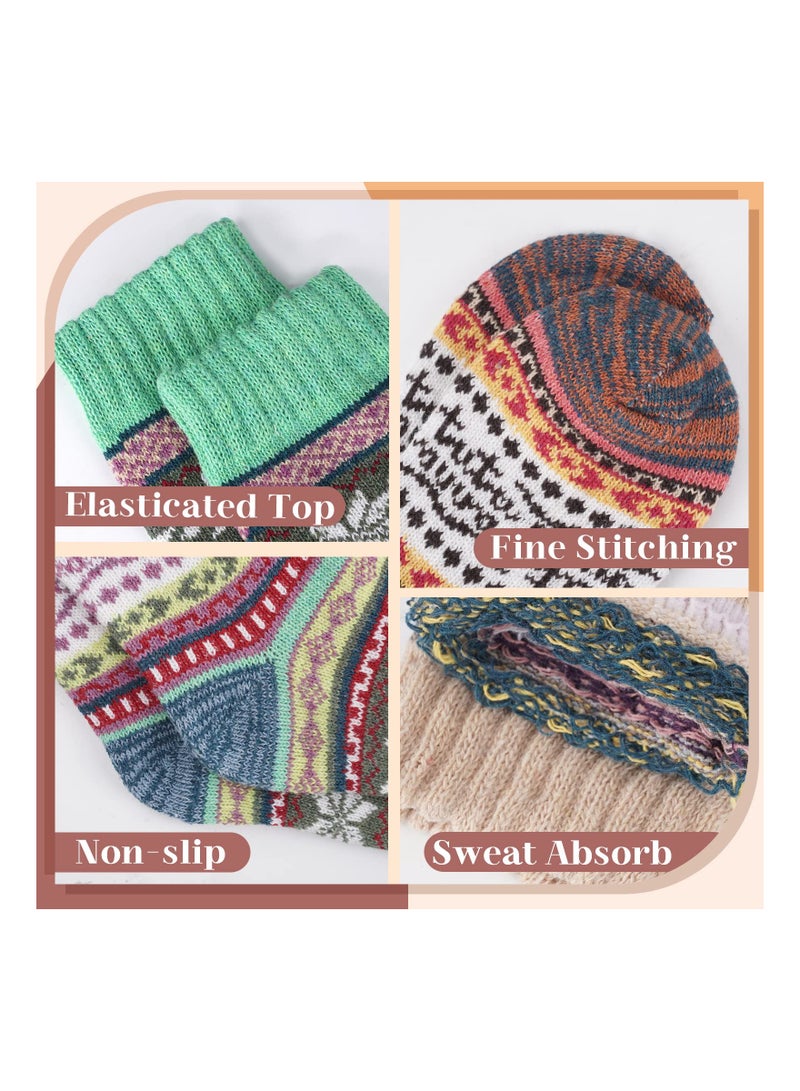 SYOSI 5 PCS Women's Nordic Thermal Socks, Ladies Nordic Style Socks Stocking Fillers Thermal Socks Presents Thermal Socks Gift Thermal Sock Presents for Her Xmas Winter Warm Bed Sock - Image 2