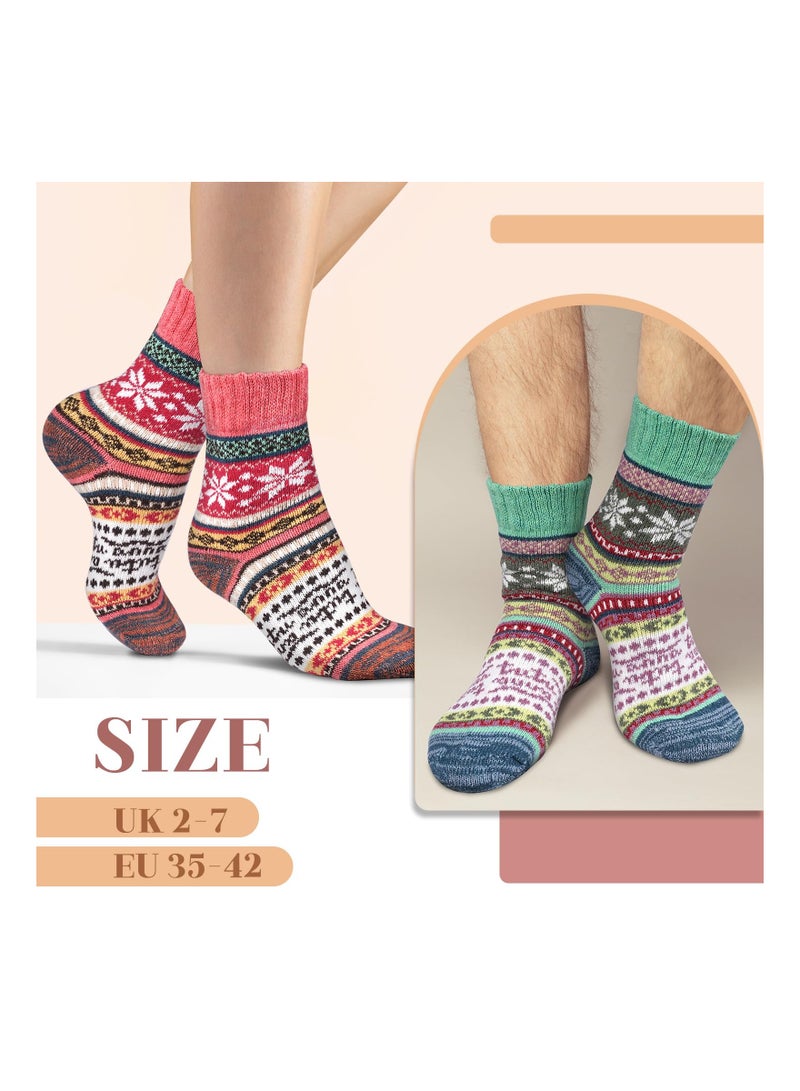 SYOSI 5 PCS Women's Nordic Thermal Socks, Ladies Nordic Style Socks Stocking Fillers Thermal Socks Presents Thermal Socks Gift Thermal Sock Presents for Her Xmas Winter Warm Bed Sock - Image 3