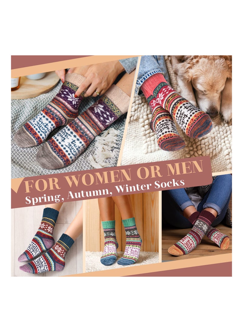 SYOSI 5 PCS Women's Nordic Thermal Socks, Ladies Nordic Style Socks Stocking Fillers Thermal Socks Presents Thermal Socks Gift Thermal Sock Presents for Her Xmas Winter Warm Bed Sock - Image 4