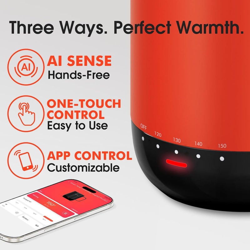 vsitoo S3 Pro 14oz Smart Self Heating Coffee Mug,Heated Coffee Mug with Auto-Sensing AI Heats Drinks to 120-150°F Hands-Free.Perfect for Home/Office,Ideal Gift fo Men/Women, Red - Image 4