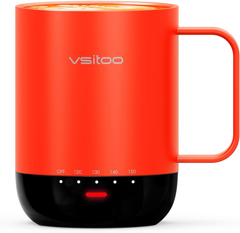 vsitoo S3 Pro 14oz Smart Self Heating Coffee Mug,Heated Coffee Mug with Auto-Sensing AI Heats Drinks to 120-150°F Hands-Free.Perfect for Home/Office,Ideal Gift fo Men/Women, Red - Image 1