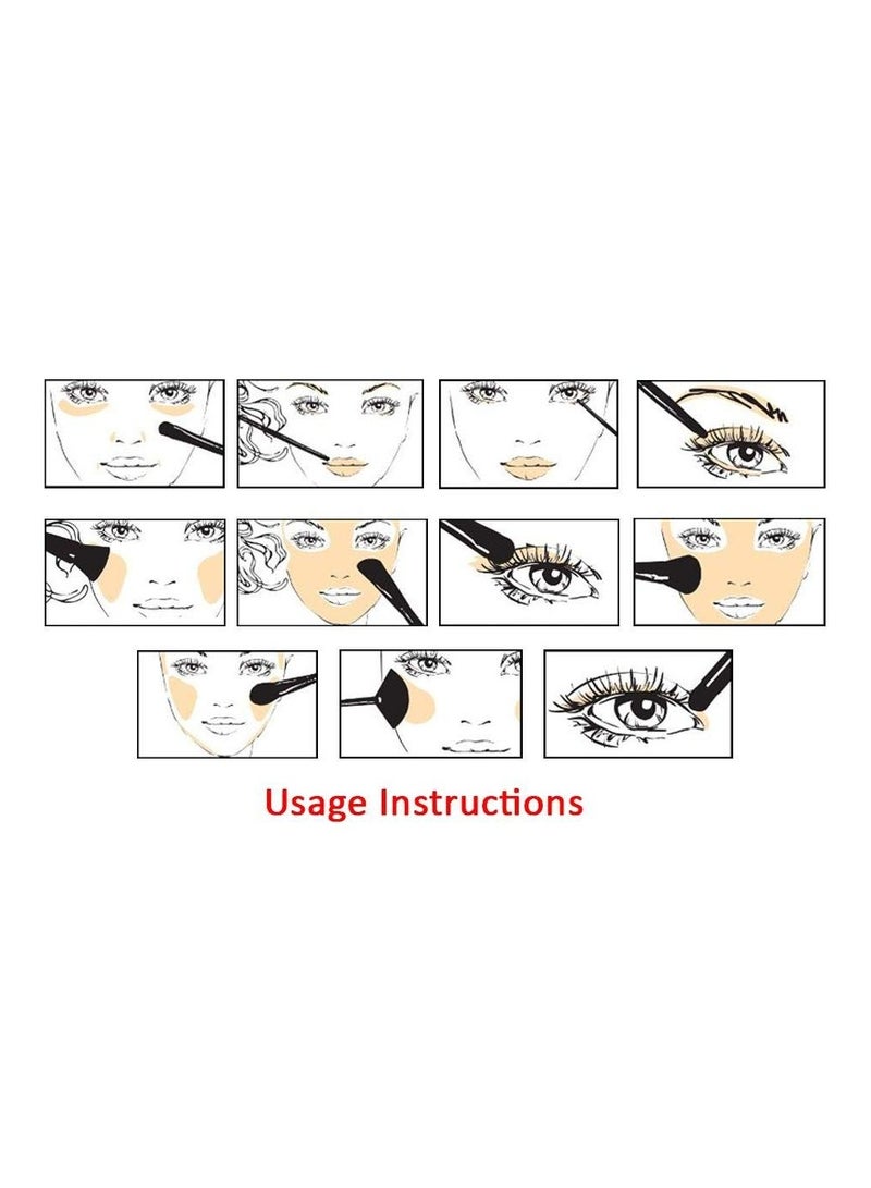 MACPLUS Fiber Bristle Makeup Brush Set with Black Leather Case BLACK, 24 Pieces - Image 3