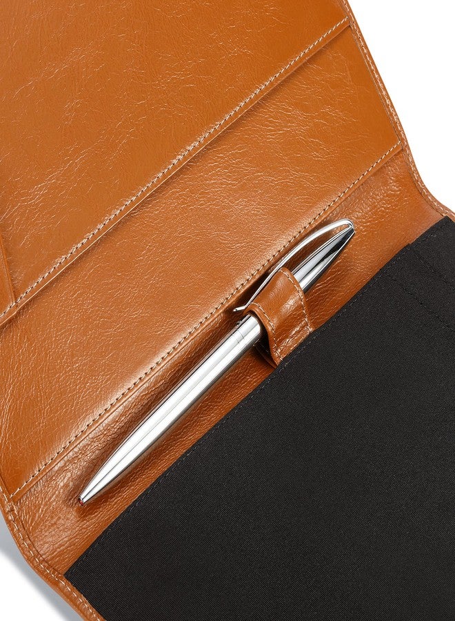 HISCOW Leather Junior Padfolio for Men & Women with Pen Loop, Italian Calfskin, Business Portfolio Notebook Folder (Antiqued Brown) - Image 4