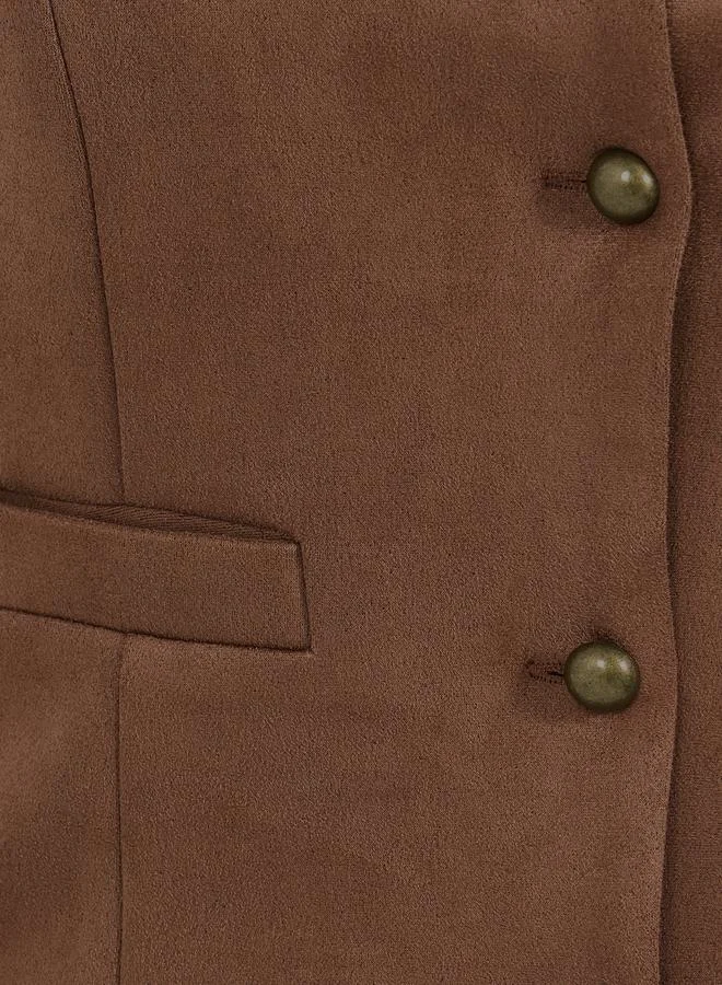 Styli Styli Suede Look Waistcoat with Buttons