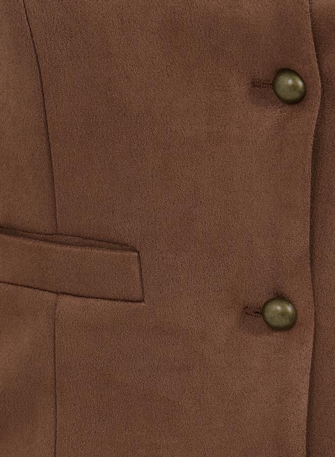 Styli Suede Look Waistcoat with Buttons - Image 5