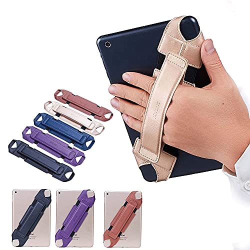 joylink Universal Tablet Hand Strap Holder, 360 Degrees Swivel Leather Handle Grip with Elastic Belt, Secure & Portable for 7.9" Tablets (Samsung Asus Acer Google Kindle iPad Mini), Gold - Image 2