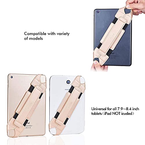 joylink Universal Tablet Hand Strap Holder, 360 Degrees Swivel Leather Handle Grip with Elastic Belt, Secure & Portable for 7.9" Tablets (Samsung Asus Acer Google Kindle iPad Mini), Gold - Image 3