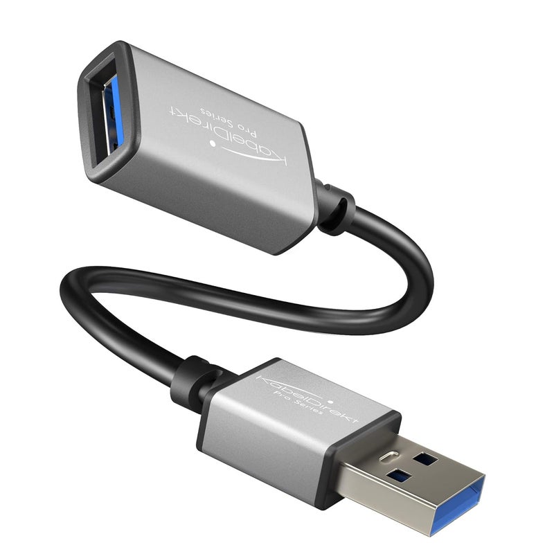كيبل دايركت – كابل تمديد USB 3.0 – 0.15 متر – (مقبس USB-A إلى موصل USB-A أنثى، أسود/رمادي فاتح) - Image 1