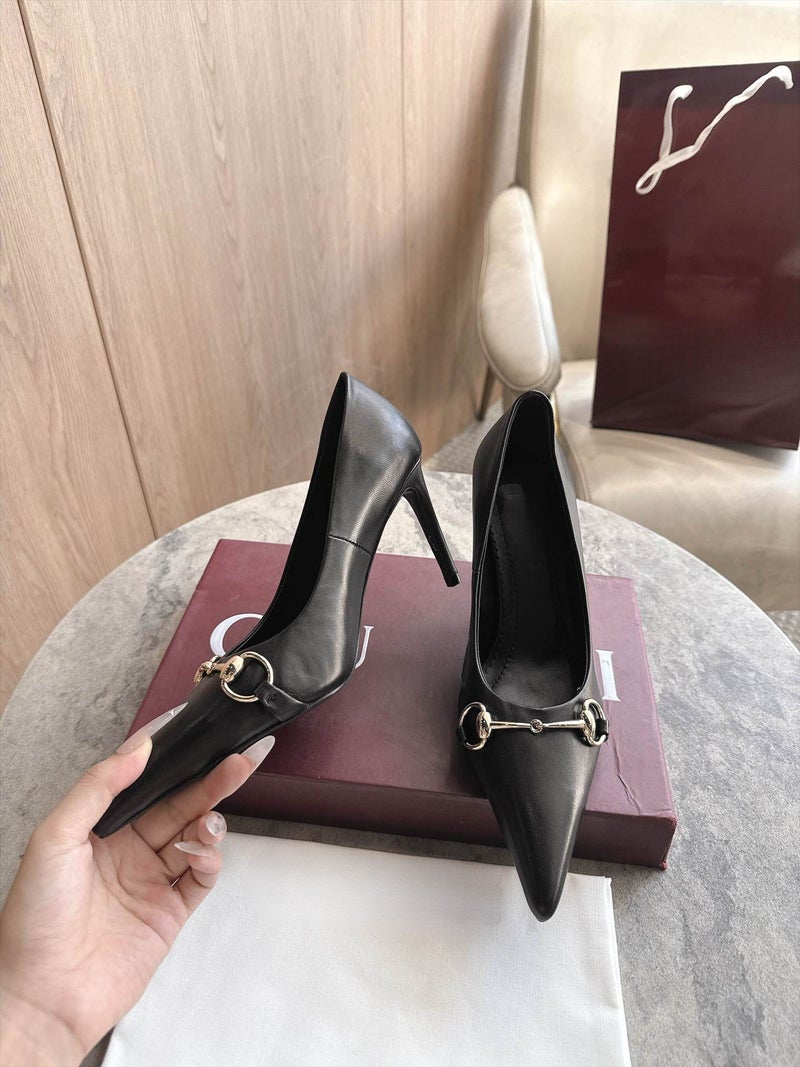 Women's Pointed Toe Metal Buckle Stiletto High Heel Slingback Shoes - Image 2