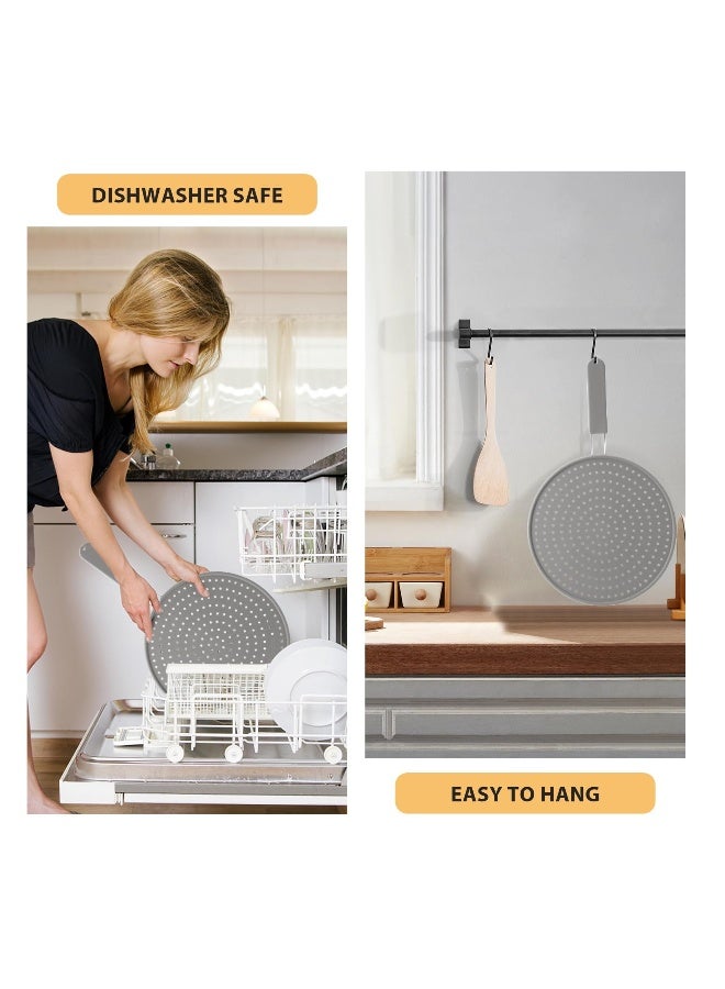 11 Inch Silicone Frying Pan Splash Guard, Heat Resistant Grease Splatter Screen for Stove Top Cooking, Multi-Use Oil Splatter Protector (Grey) - Image 5