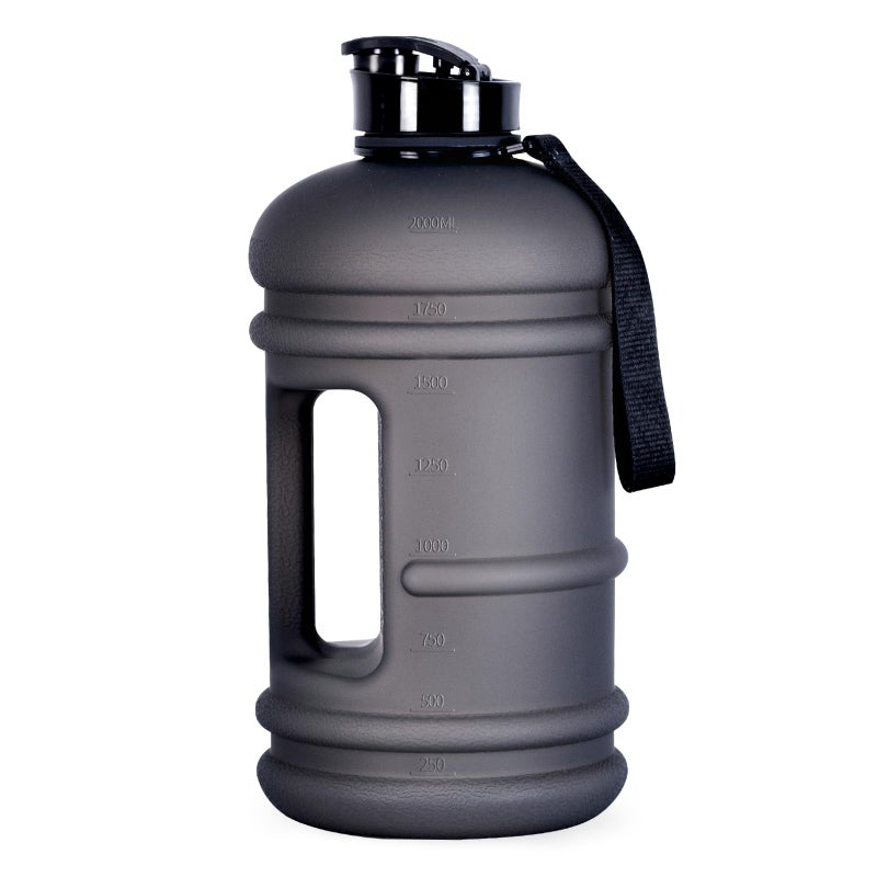 TOOFEEL 2 Liter Water Bottles - Half Gallon Water Bottle BPA Free - Ideal for Gym, Big Water Jug, Reusable Sports Bottle with Measurements Marked Drink Container - 2.2L 74oz Black Half Gallon Bottle - Image 1