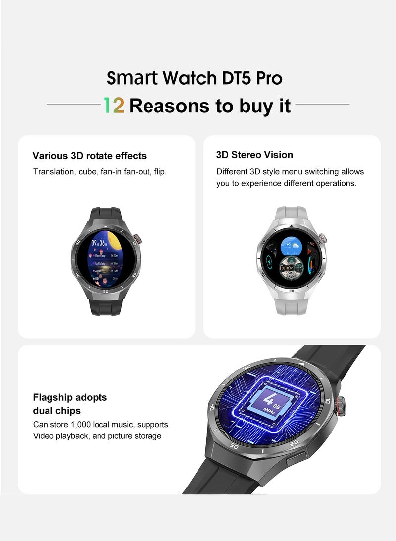 RollsTimi  Men's Bluetooth Smartwatch,Smart Wearable Watch, 1.46-Inch High-Definition Full-Screen Touch, Multiple Sports Modes, Sports Sleep Monitoring, Universal For IOS And Android Systems RT DT5 Pro - Image 3